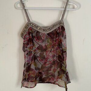 Parasuco 100% Silk Floral Sequin Camisole